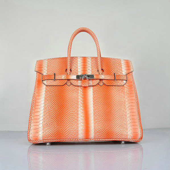 Argento H6089 Hermes Birkin 35CM Arancione Snake Leather Tote Bag